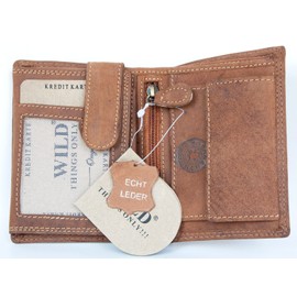 Small Trifold Vertical Designed Genuine Leather Pocket Size Wallet Wild, brown