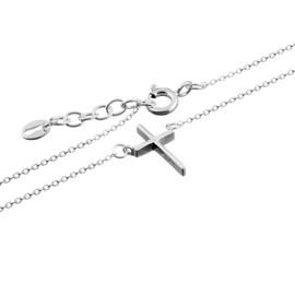 Silverly Women's 925 Sterling Silver Cross Thin Rolo Chain Necklace, 16 + 0.5" Extender