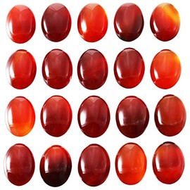 mookaitedecor 10pcs 22x30mm Natural Carnelian Crystal Cabochons for Jewellery Making Crafting, Red Oval Cabochons Flat Back Stones Beads Healing Crystal Cabs for DIY Pendant & Earrings Making