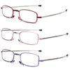 REAVEE 3 Pack Folding Reading Glasses with Keychain Compact Bags