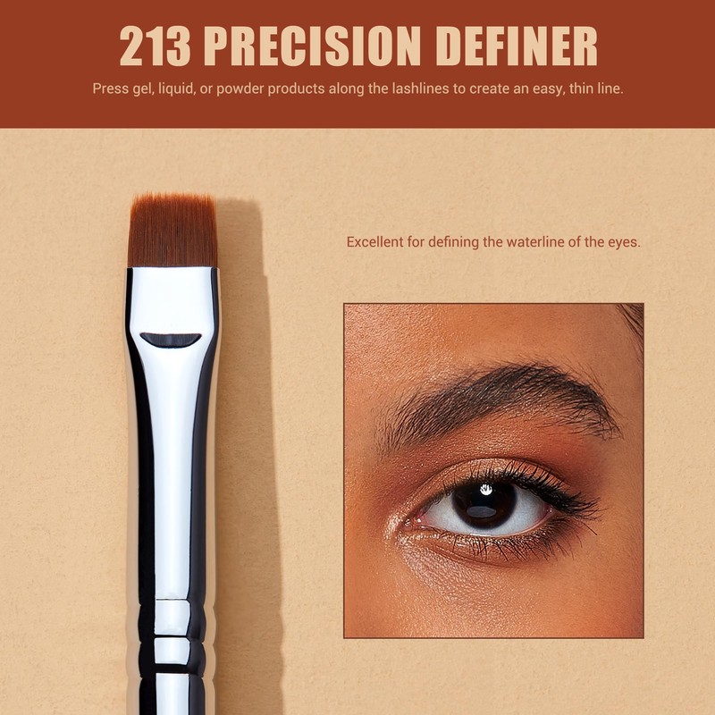 Jessup Eyeliner Brush Set, 3 Pieces, Professional Precision Eyeliner Brush,