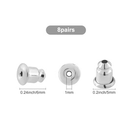 CREATCABIN 1 Box 8pairs Bullet Locking Earring Backs for Studs Secure Ear Nuts Replacements Backings for Pierced Earrings Platinum