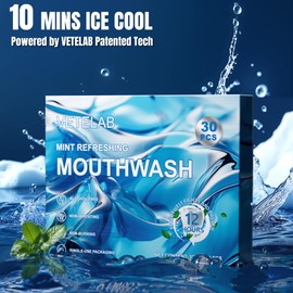 Travel Size Mouthwash Packets, Mini Mint Mouthwash for Adults, Alcohol & Fluoride-Free, Freshens Breath for 12 Hours, Perfect for Date, Office, or Travel, 30 Individually Wrapped 0.4oz Packs