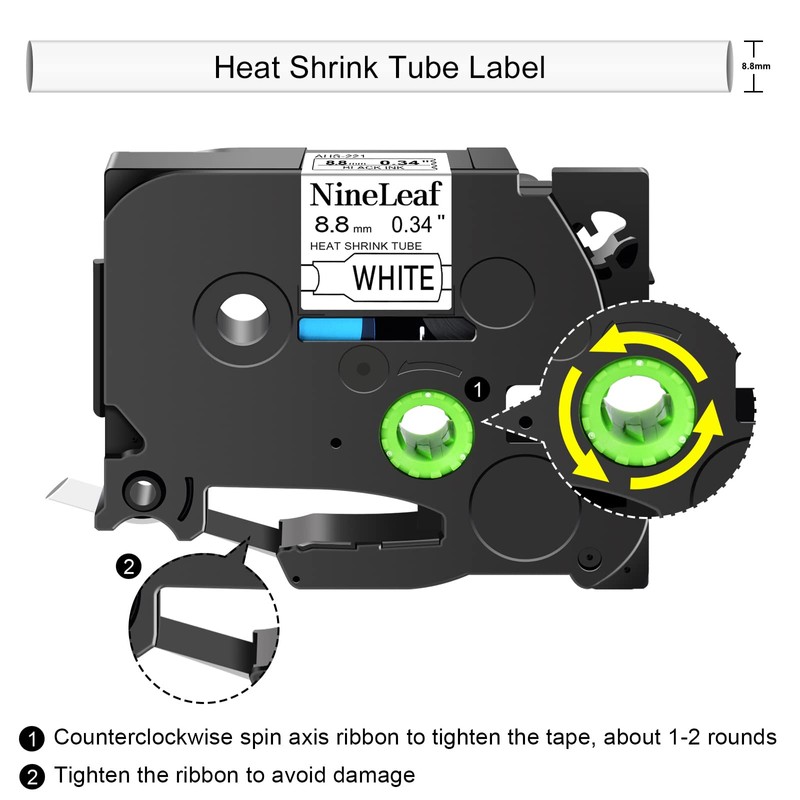 NineLeaf 2 Pack Compatible for Ptouch HSe-221 HSe221 HS-221 HS221
