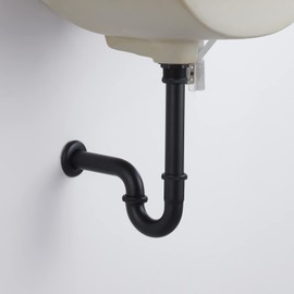 Miraga Sink Stopper Bottle P Trap, Brass Construction U-Shape 1-1/4 inch Slip Inlet Drain, Lavatory Sink Waste Drain, US/CA Standard, Pls Measure ur Sink Hole Size Before Order, Matte Black