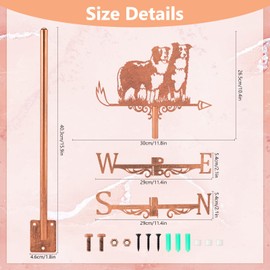 SUPERDANT Sheepdog Weather Vane Dogs Wind Vanes for Yard Animals Metal Weathervane Roof Mount for Gardens Outside Reddish Copper