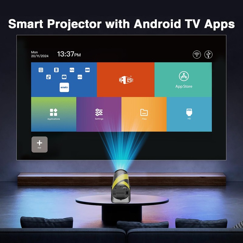 Mini Portable Projector with WiFi 6 and Bluetooth 5.0 Smart