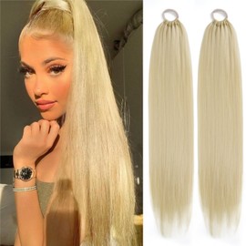 Braided Hair Extension for black women Straight Wrap Around Ponytail Braided Extensions pre Stretched