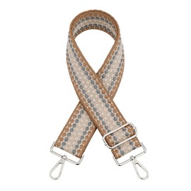 Blausky Bag Strap, 5 cm Wide Bag Straps for Changing, Adjustable Wide Shoulder Bag Strap, 75-130 cm, Bag Strap, Shoulder Strap, Colourful Shoulder Strap, for Bags DIY Accessories, Brown Khaki + Silver