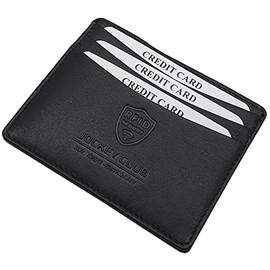 myledershop Flat Cowhide Nappa Leather Credit Card Case / Business Card Holder / Credit Card Case with RFID & NFC Protection in Black, black, Minimalist