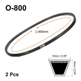 sourcing map 2Pcs O-800 O Type V-belt 800mm/31.5" Inner Length x 0.39" Width x 0.24" Height, O-type Closed-Loop Rubber Transmission Belt