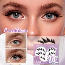 Cluster Lashes,Lankiz Biomimetic Individual Eyelashes Wispy C Curl Lash Clusters Reusable Lash Extensions DIY for Daily Wear and Events（Parseltongue）