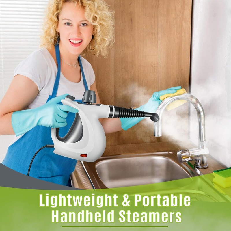 Phueut Pressurized Handheld Multi-Surface Natural Steam Cleaner with 12 pcs