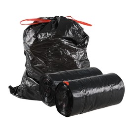 Cinkyou 5 Gallon Bathroom Trash Bags with Drawstring, Small Drawstring Garbage Bags, 104 Counts, Black
