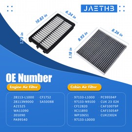 Engine & Cabin Air Filter Kit for Hyundai Tucson(2022-23); Santa Cruz(2022-26), Santa Fe(2021-25), Sonata(2020-25); for Kia K5(2021-25); Replace: 28113-L1000 97133-L1000