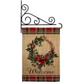 Ornament Collection Sweet Home Winter Wreath Garden Flag Set Wall Holder Expression Welcome Family Friend House Party Support Emotion Postive Small Decorative Gift Yard Banner Made in USA 13 X 18.5