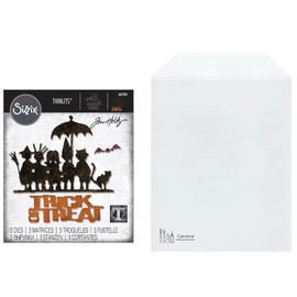 Tim Holtz Sizzix Thinlits Trick-or-Treat Die Set, 662384, 3 Pieces with Carnora Storage Pocket