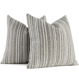 AmHoo Pack of 2 Textured Boucle Throw Pillow Covers Accent Striped Cozy Soft Decorative Couch Cushion Case for Chair Sofa Bedroom Living Room Home Decor 20 x 20-Inch Desert Taupe