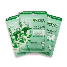Garnier Hydra Bomb Hyaluronic Acid Green Tea Sheet Mask (3 Pack)