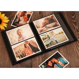 RECUTMS Photo Album 4x6 200 Pocket Premium Leather Cover 4x6 Picture Album Family Photo Album Baby Growth Album Couple Photo Albums 200 Horizontal Photos Wedding (Grey)