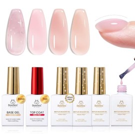 beetles Gel Polish Set de gel constructor Beetles HEMA Free - Whispered Petals, 4 colores, 8 en 1, gel espesante y fortalecedor con base y capa superi