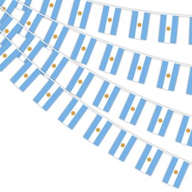 AhfuLife 2 Pack Argentina Flag Bunting for Party Decorations, 30 PCS Argentina String Flags- Double Sided for National Day Football Fan Party Decorations (5.5×8.3 Inch -33 Ft)