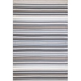 Mad Mats Geometric Outdoor Rug, Reversible Plastic Mat (5' x 8', Stripes - Cool Grey)