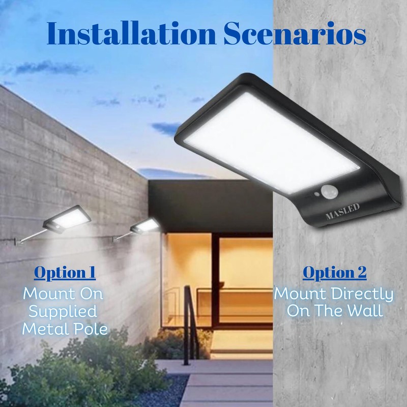 MASLED Solar Security Lights Outdoor Motion Sensor | Remote Control,