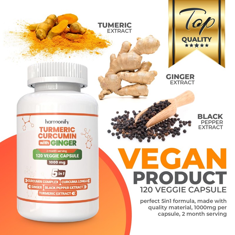 HARMONIFY Turmeric Curcumin Supplement with Ginger, Ceylon Cinnamon and Black