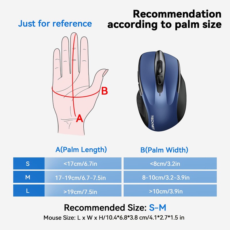 TECKNET Wireless Mouse for Laptop, Silent Mouse Quiet Click, Computer