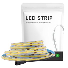 COB - Tira de luz LED de 12 V, 8 W/M, 16.4 pies, 320 LED/M, color blanco, 6500 K, CRI90+, cinta LED flexible de alta densidad para interiores y interiores, hogar, recámara, cocina, proyecto de