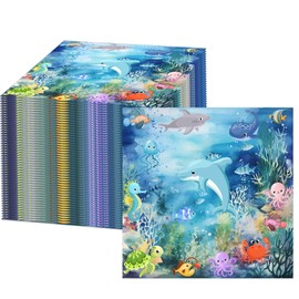 Ocean Under The Sea Party Paper Napkins 60pcs Ocean Party Decor Sea Animal Disposable Napkins for Underwater World Sea Life Theme Baby Shower 1st 2nd 3rd 4th Birthday Party Supplies Decorations