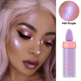 Polvo De Hadas Fairy Highlighter Patting Powder Face Body Glitter Shimmer Brightens Blusher Waterproof Smooth Highlighter Festival Party Makeup (#04 Fantasy Purple)