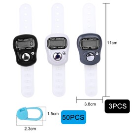3 Pcs Electronic Finger Counter with 50-piece Knitting Positioning Mark Buckle, Hand Tally Counter Tally Lap Counter, Suitable for Weaving and Sports