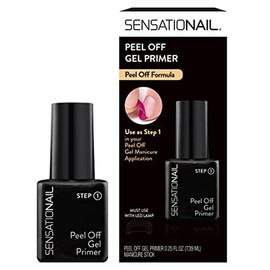 Sensationail Peel Off Gel Primer Nail Polish - Easy Removal Formula - No Acetone Needed - Leaves Nails Strong & Healthy - Clear - 7.39 mL/0.25 fl oz