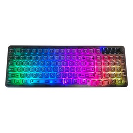 Adventurers F99 PRO Wireless Transparent RGB Backlit Keyboard – Ergonomic,One-Touch Volume Knob,Multi-Mode Connection (Bluetooth/2.4G/Wired) (Translucent Black)