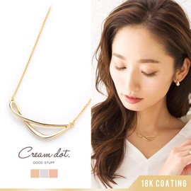 Cream Dot Necklace, Women's Popular, 18k Coating, Short Chain, Asymmetric, Asymmetric, Curve, Metal