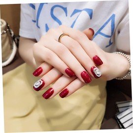Beavorty Nail Kit 24pcs Red Nail Art False Nails Women Fake Nail Tips for DIY Home Salon Use