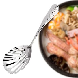 LHLZNB Stainless Steel Serving Spoon - Hammered Shell Design, Heavy-Duty Cooking Utensil, Food Grade Salad Server-Dishwasher Safe Kitchen Tools for Restaurant, Banquet, Home Use