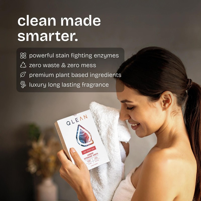 QLEAN Laundry Detergent Sheets – Travel-Friendly, HE & Standard Washer
