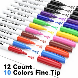 OASIDOS Fine Tip Dry Erase Markers - 12 Pack Fine Point Thin whiteboard markers Bulk, 10 Colors Low Odor White board Markers for Office Classroom School