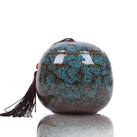 Youdear Service Small Urn for Human Ashes - 6 cm Handicrafted Urn - Beautiful Tiny Keepsake Urns - Mini Urn Made of Ceramic - Urn for Dog Ashes Cat Ashes Pet Ashes - Pet Cremation Urn (Blue)