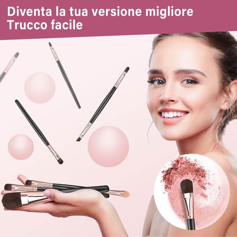 20 Pezzi Set Pennelli Trucco Professionale, Kit Completo con Pennello
