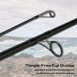 LITTMA Carbon Fiber Surf Spinning Rod with Fuji Guides - Lightweight & Strong 2-Piece Pack - Available in 8'/9'/10'/11'/12' for Long Distance Saltwater Fishing