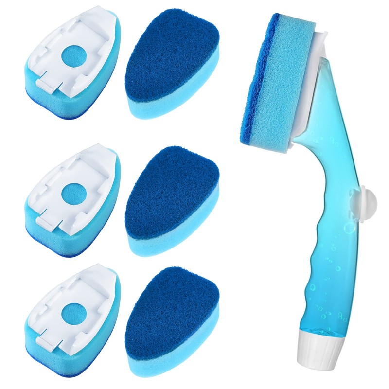 Non Scratch Dishwand Refill with Handle, 6 Heavy Duty Dish