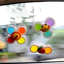 Hand Spinner, Bath Toy, Water Play Toy, Windmill, Water Mill, Boys and Girls, Set of 3, Water Play, Kids, Fingertip Training with Suction Cup, Stress Relief, Cute, Colorful Birthday Gift (Sun Set)