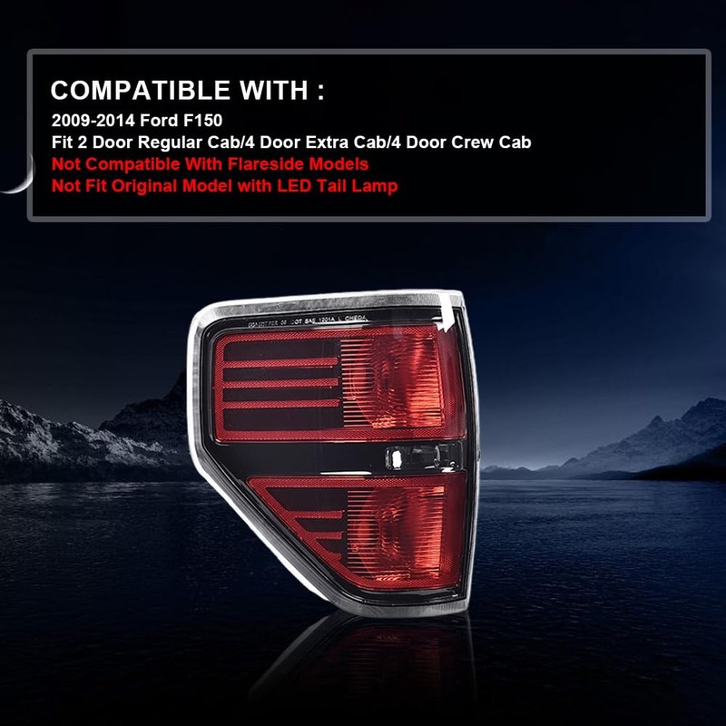 Left Tail Light Assembly, Compatible With Ford F150 2009-2014(NOT Fit