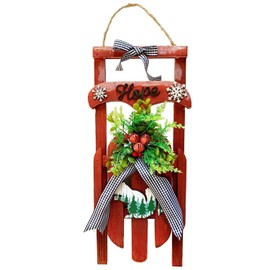 Christmas Wooden Sled Decorations,Decorative Wall Hanging Sleigh Indoor Outdoor Christmas Holiday Decor