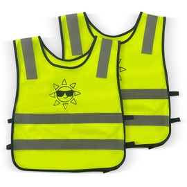 Children's High Visibility Vest, Pack of 2, Bicycle Safety Vest, Universal Size 3-12 Years with Reflective Strips, Safety Vest, 360° Reflective for Road Traffic Cycling