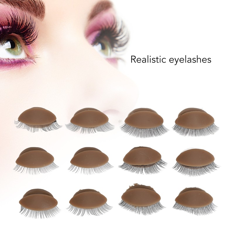 Eyelash Mannequin Practice Lash Makeup Head Practice 3 Pairs Dual